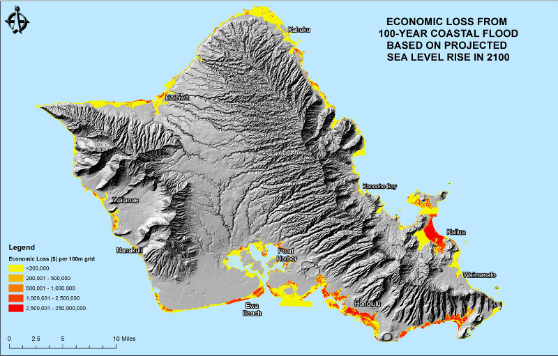 Climate Change Map of Oahu